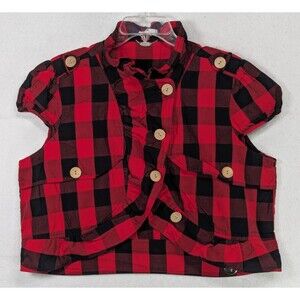 Ali Kris - Adorable Crop Cardigan - Red/Black - Size 3x